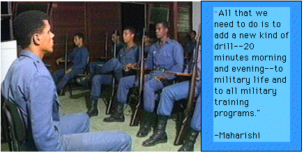 Cadets meditating in a highly acclaimed program of meditation for at a Brazilian Military Police Academy