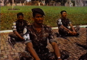 Brazilian Military Police meditating outdoors